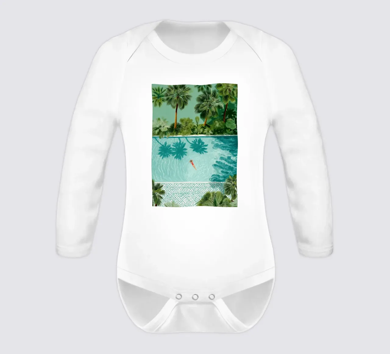 The Pool of Whispering Palms body neonato maniche lunghe da Clara August