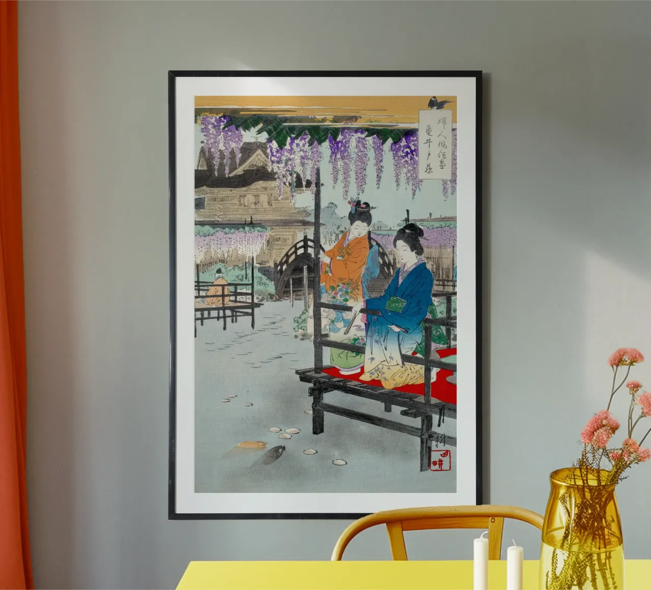 Two Maidens on Veranda Overlooking carta hahnemühle da vintageshop