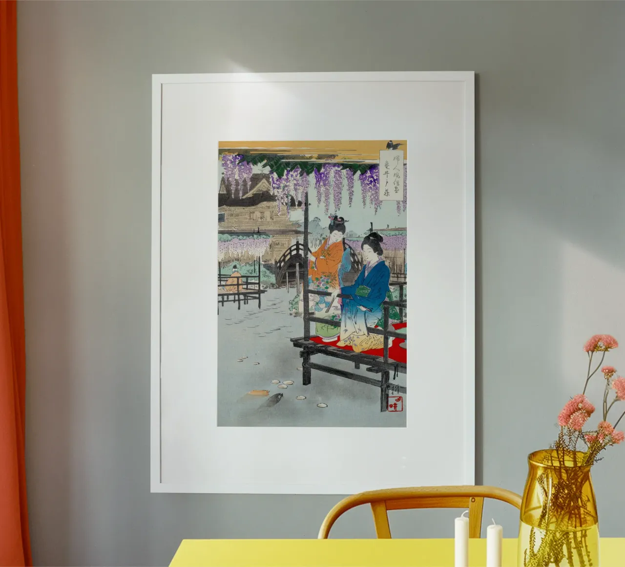 Two Maidens on Veranda Overlooking carta hahnemühle da vintageshop