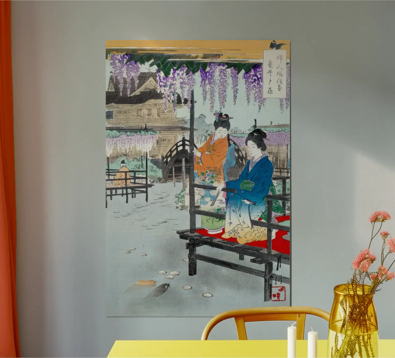 Two Maidens on Veranda Overlooking carta hahnemühle da vintageshop