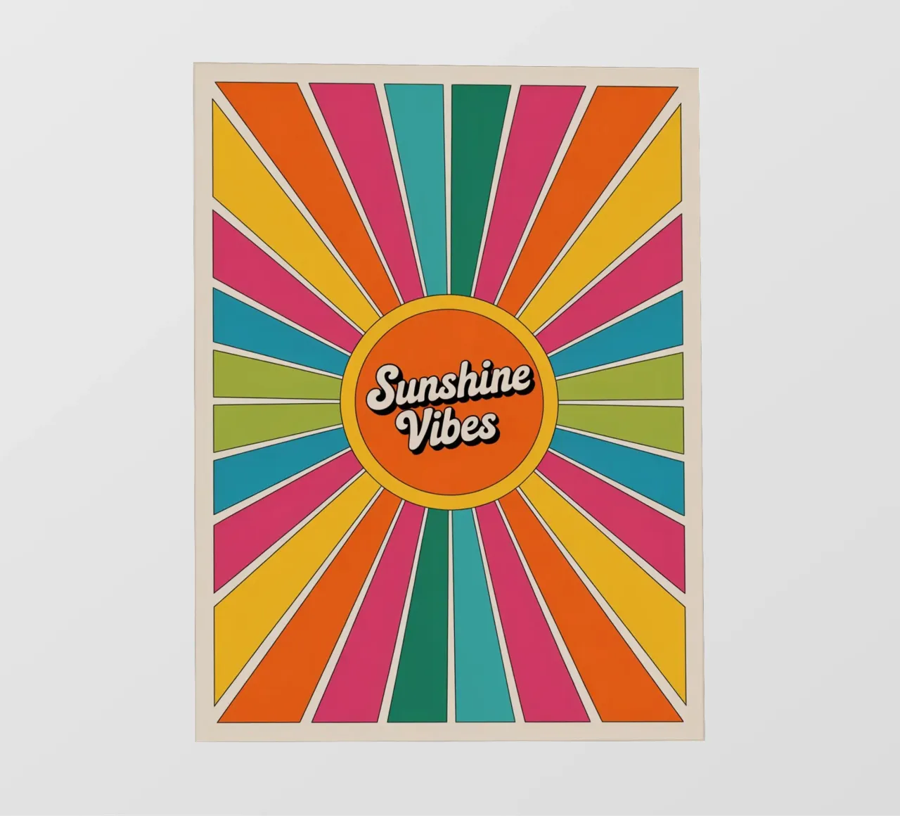 Sunshine Vibes - Arte murale colorata e retrò a raggiera telo in pvc da logic