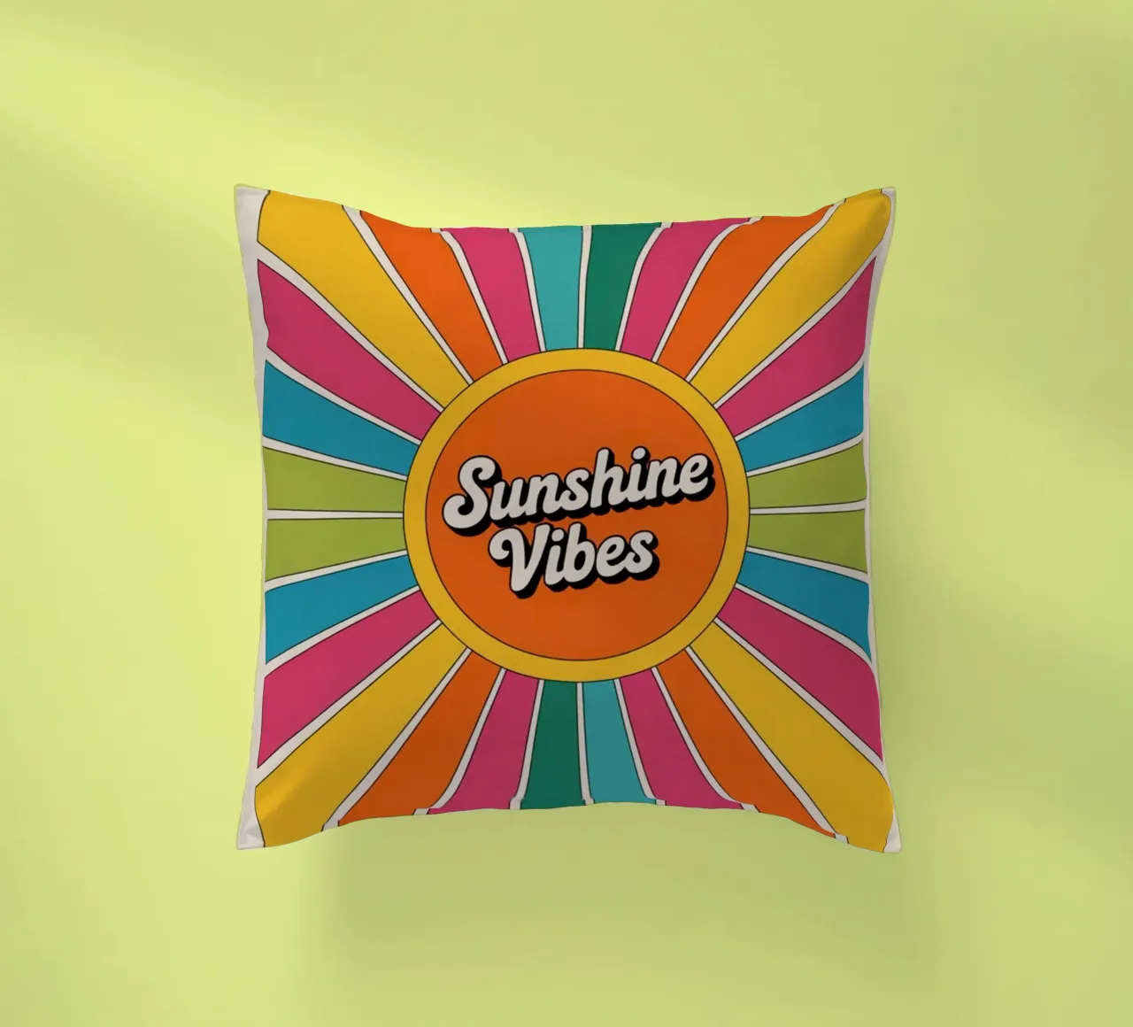 Sunshine Vibes - Arte murale colorata e retrò a raggiera cuscino da logic