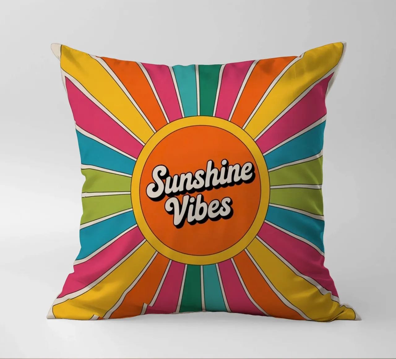 Sunshine Vibes - Arte murale colorata e retrò a raggiera cuscino da logic