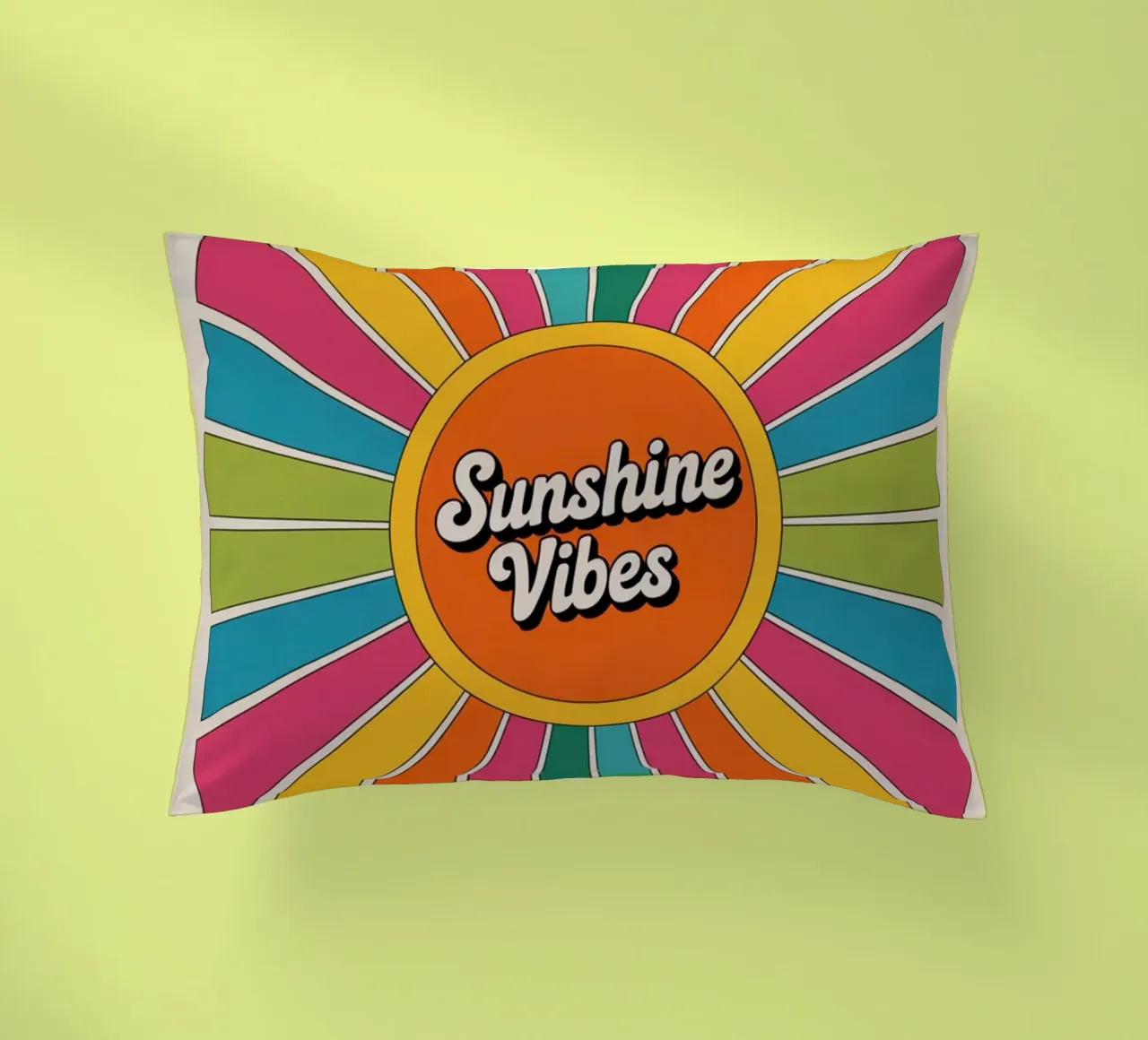 Sunshine Vibes - Arte murale colorata e retrò a raggiera cuscino da logic