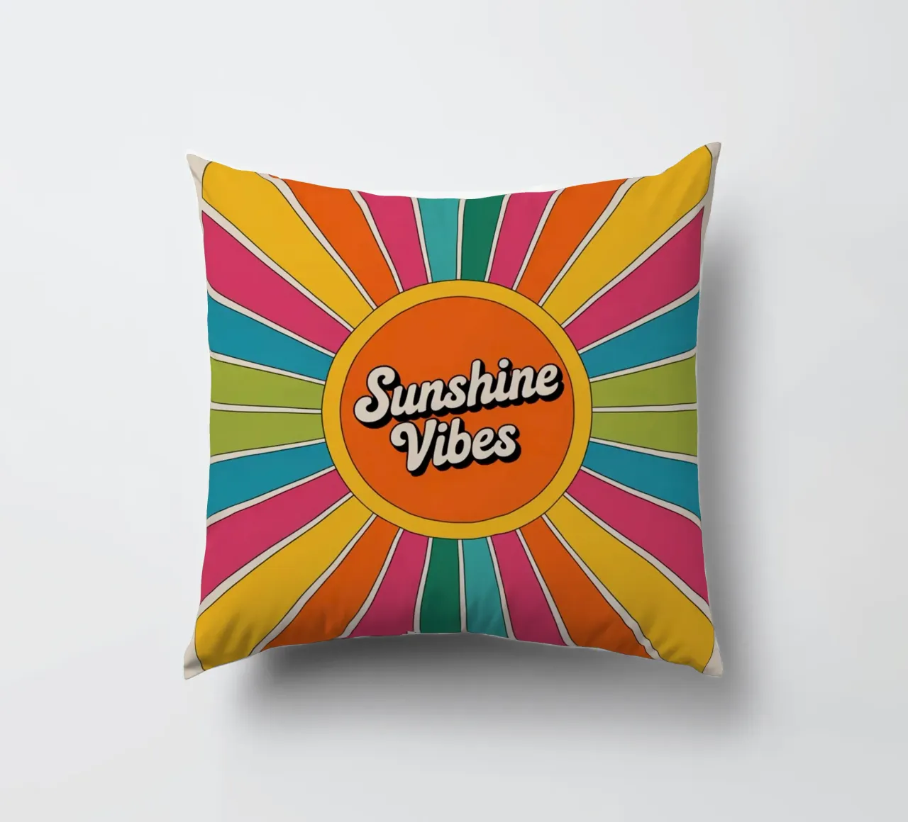 Sunshine Vibes - Arte murale colorata e retrò a raggiera cuscino da logic