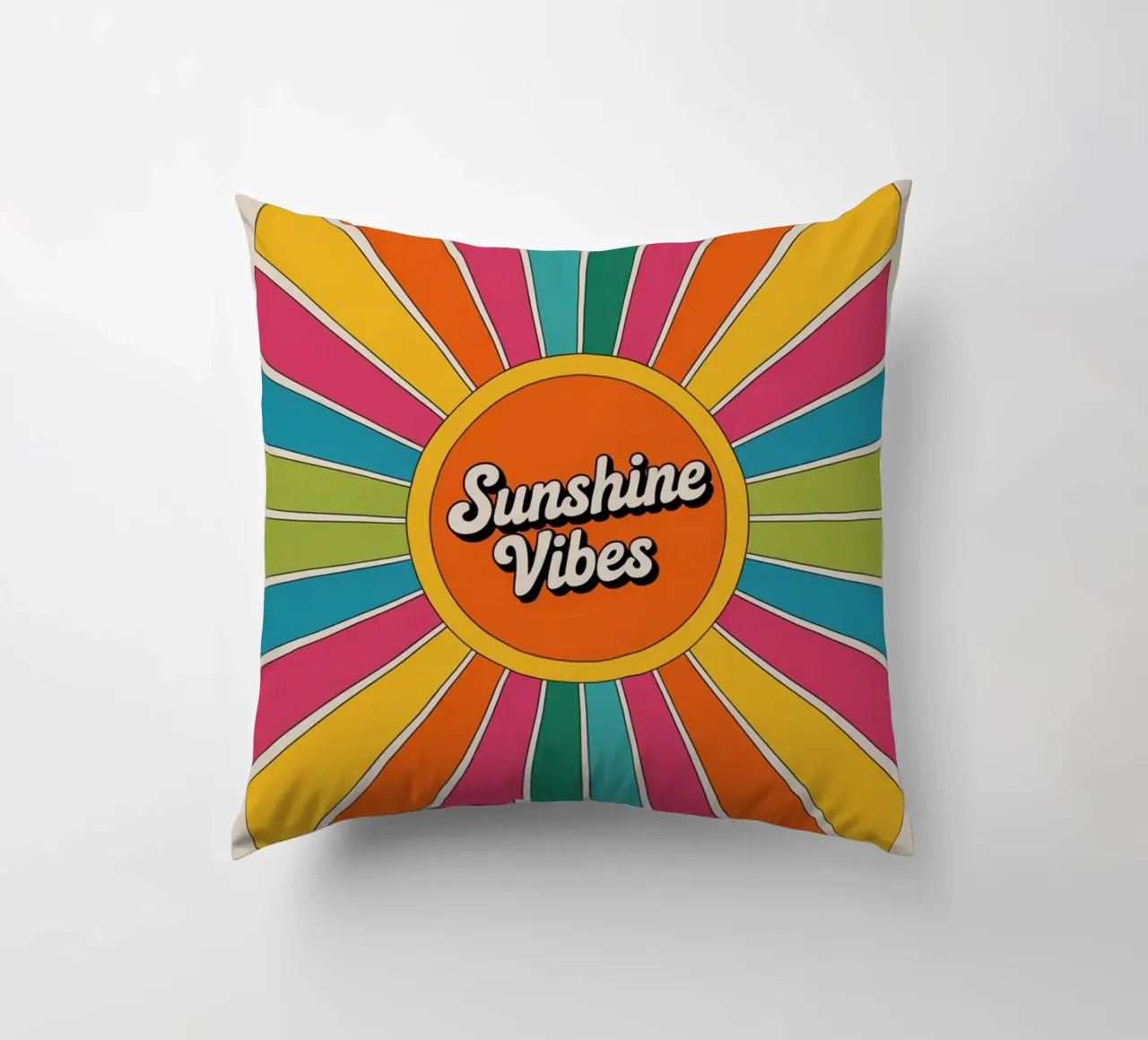 Sunshine Vibes - Arte murale colorata e retrò a raggiera cuscino da logic