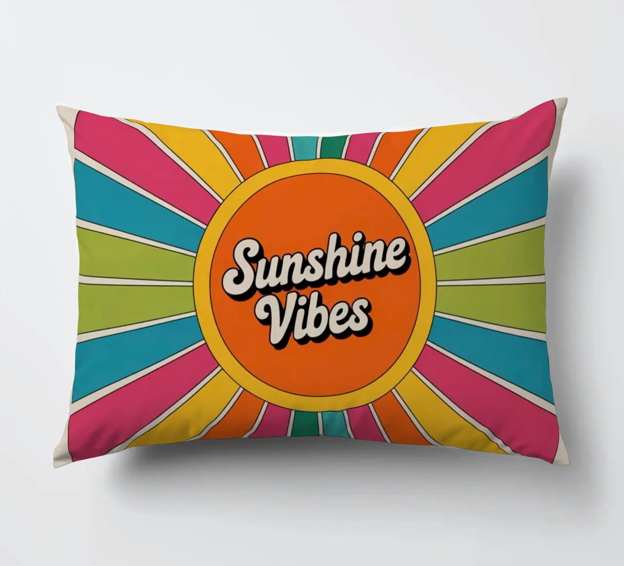 Sunshine Vibes - Arte murale colorata e retrò a raggiera cuscino da logic