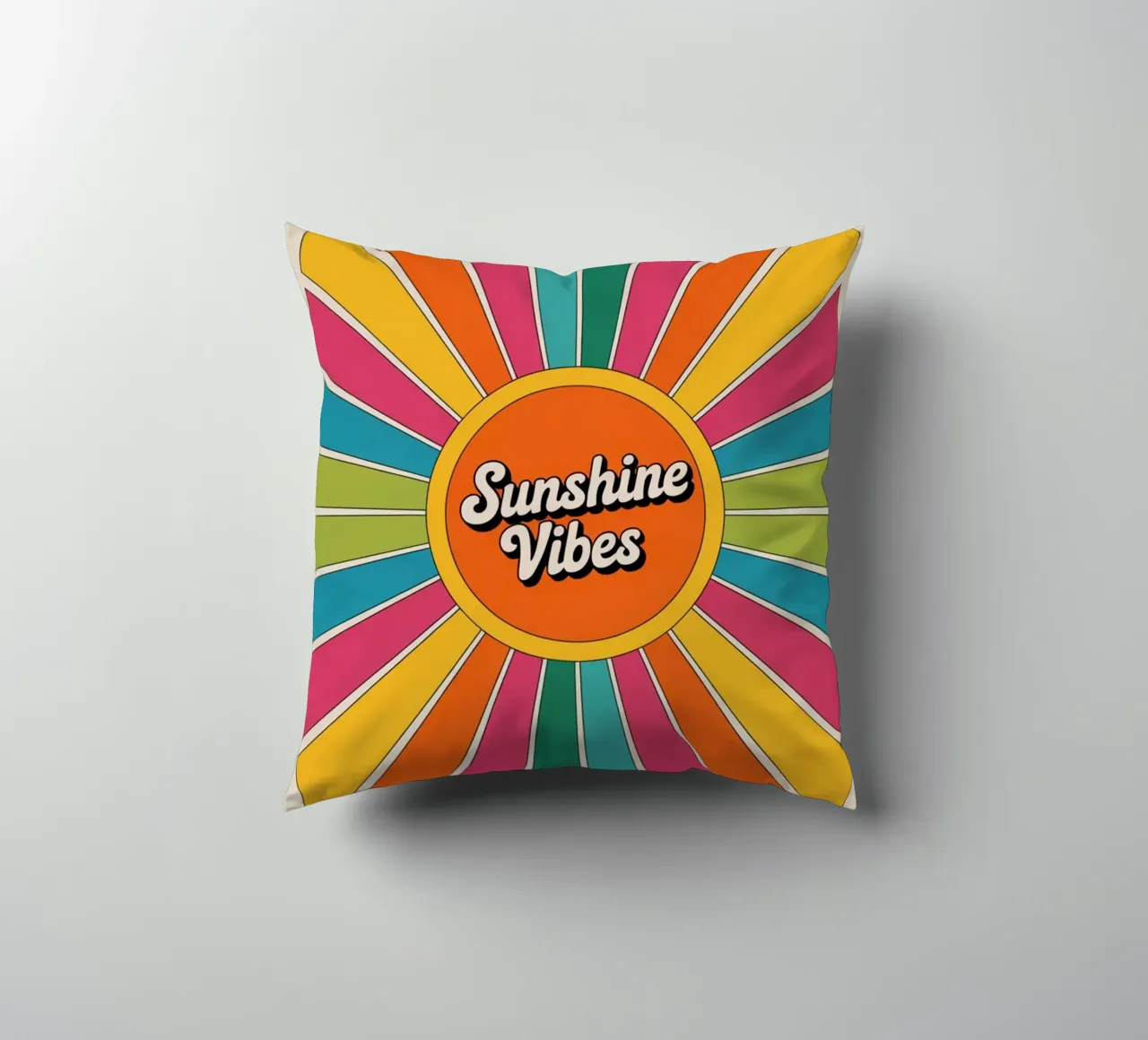 Sunshine Vibes - Arte murale colorata e retrò a raggiera cuscino da logic