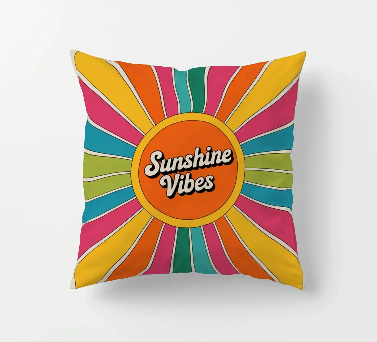 Sunshine Vibes - Arte murale colorata e retrò a raggiera cuscino da logic