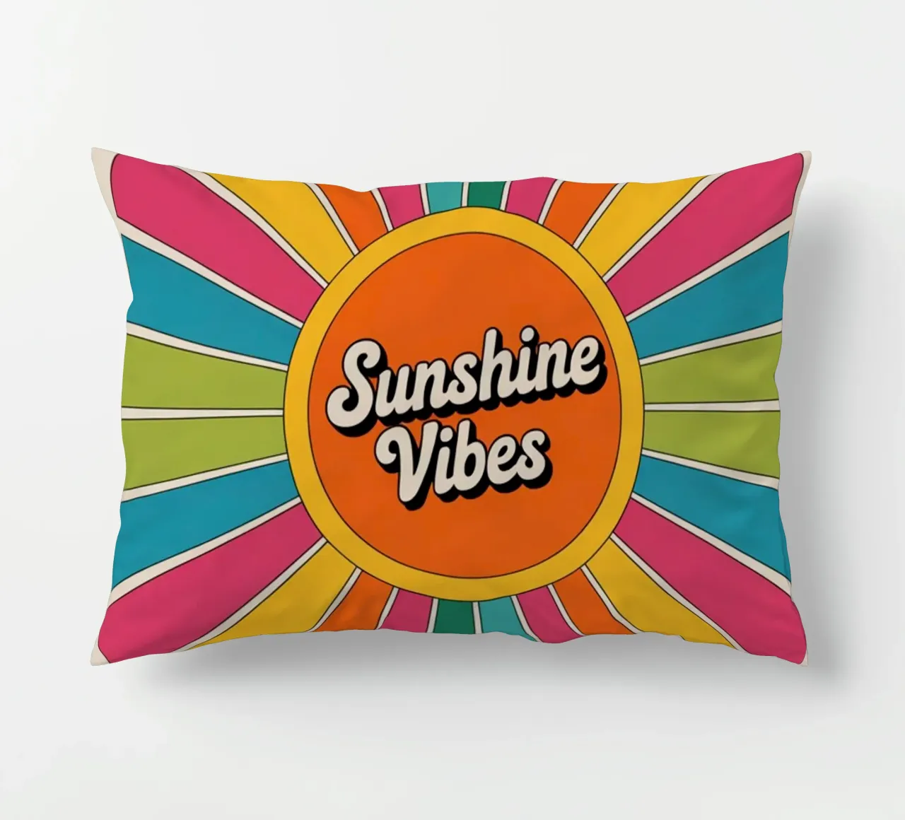 Sunshine Vibes - Arte murale colorata e retrò a raggiera cuscino da logic