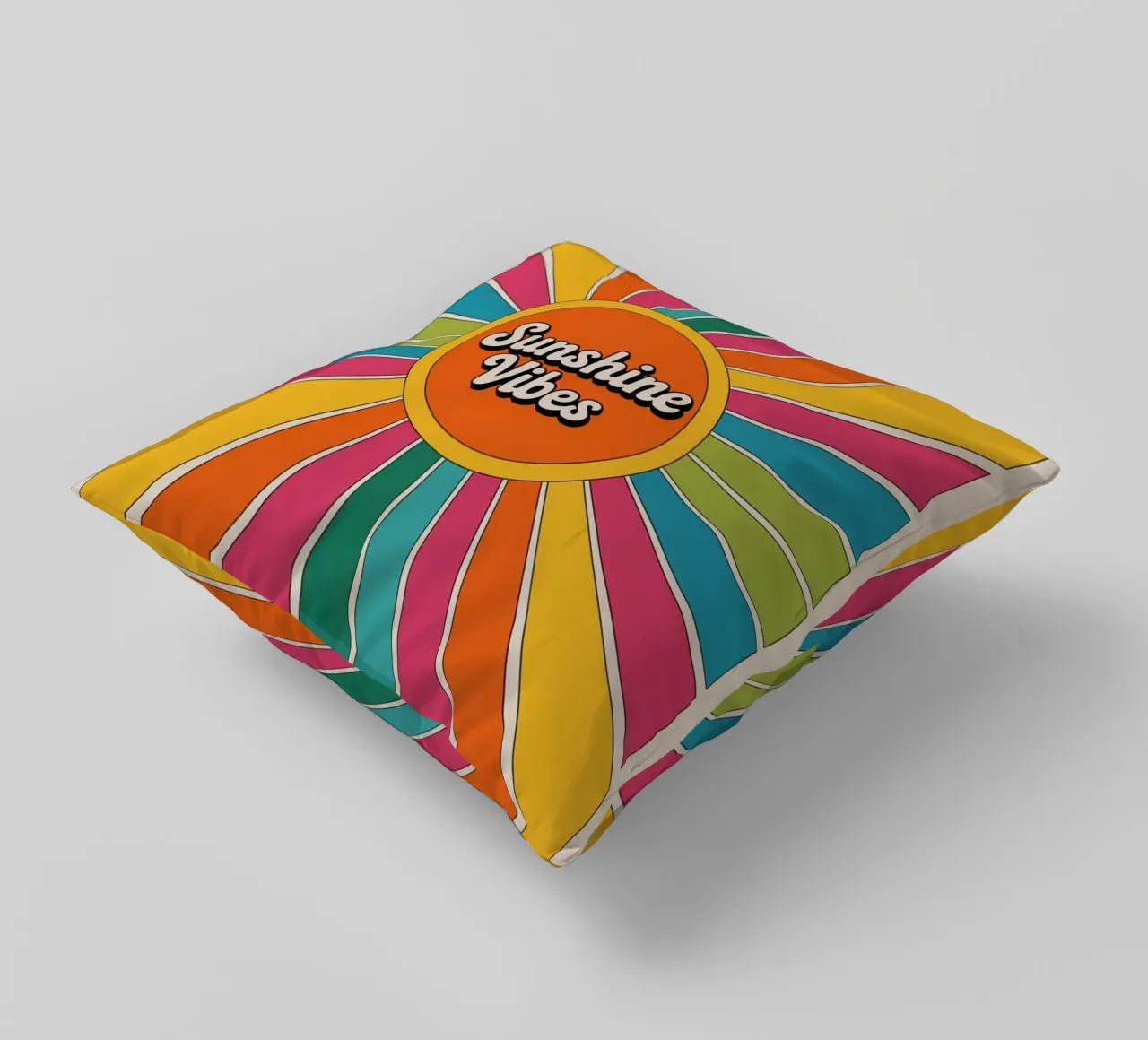 Sunshine Vibes - Arte murale colorata e retrò a raggiera cuscino da logic