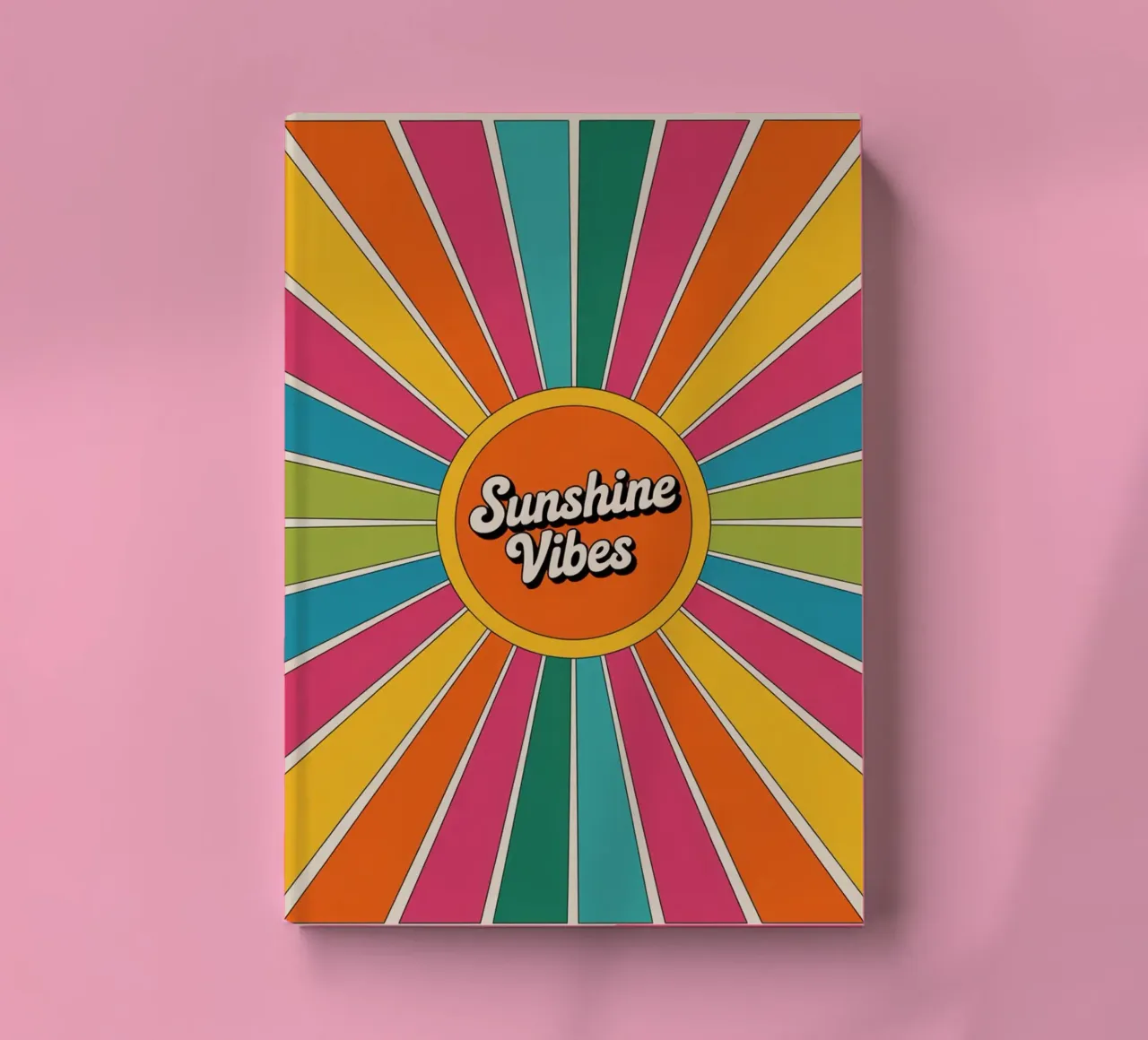 Sunshine Vibes - Art mural rétro coloré en forme de soleil carnet de notes de logic