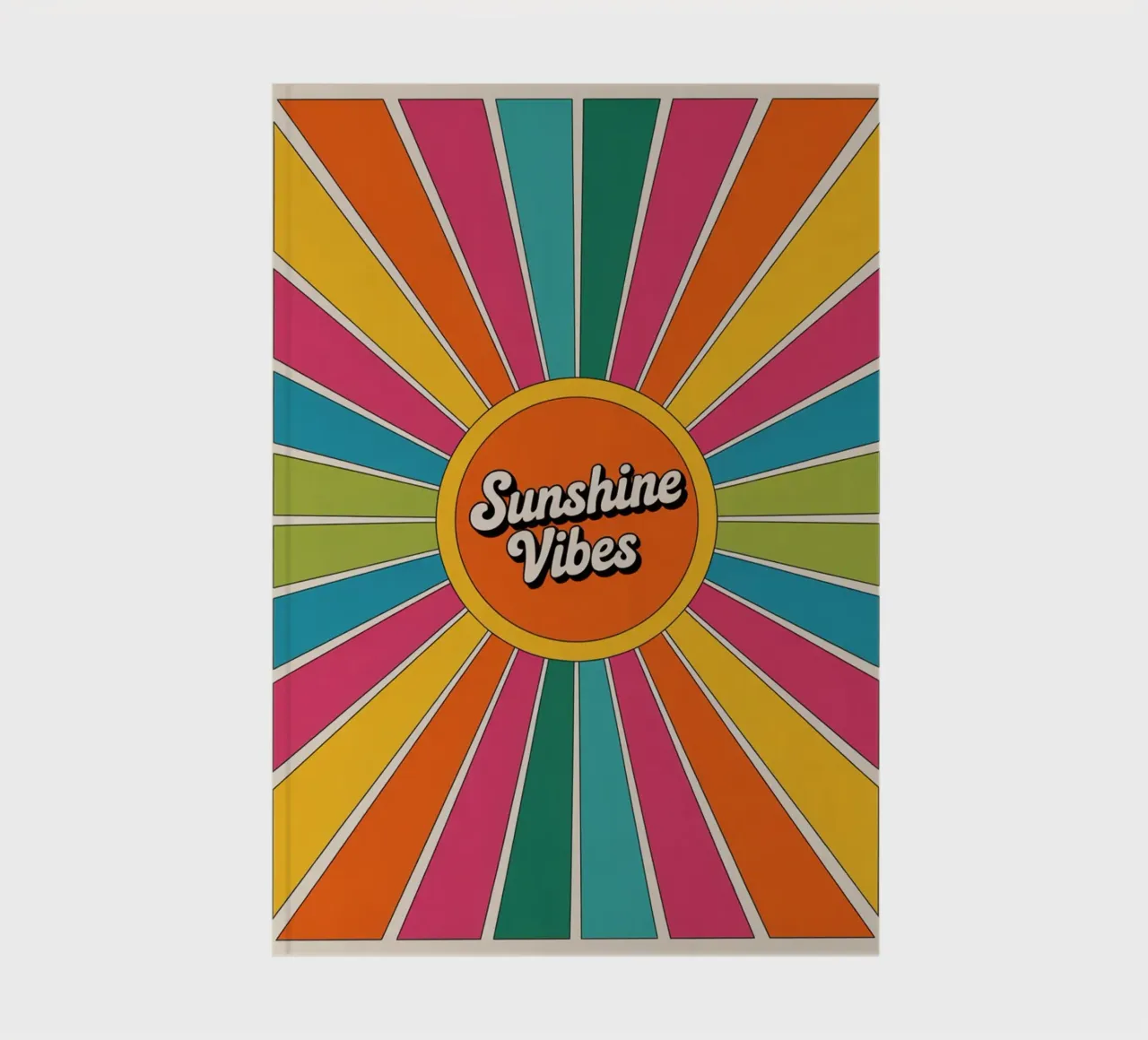 Sunshine Vibes - Art mural rétro coloré en forme de soleil carnet de notes de logic