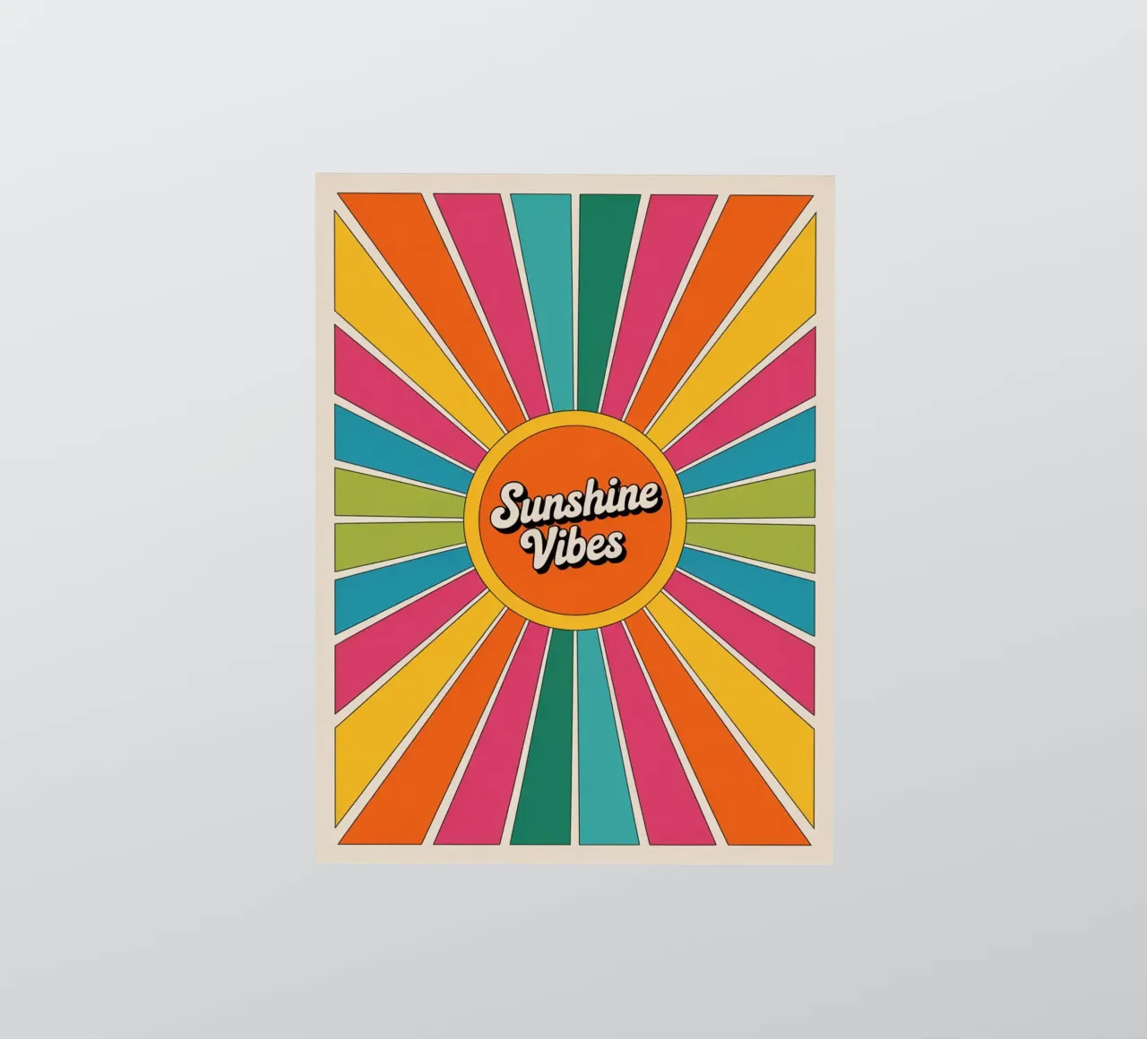 Sunshine Vibes - Art mural rétro coloré en forme de soleil autocollant de logic