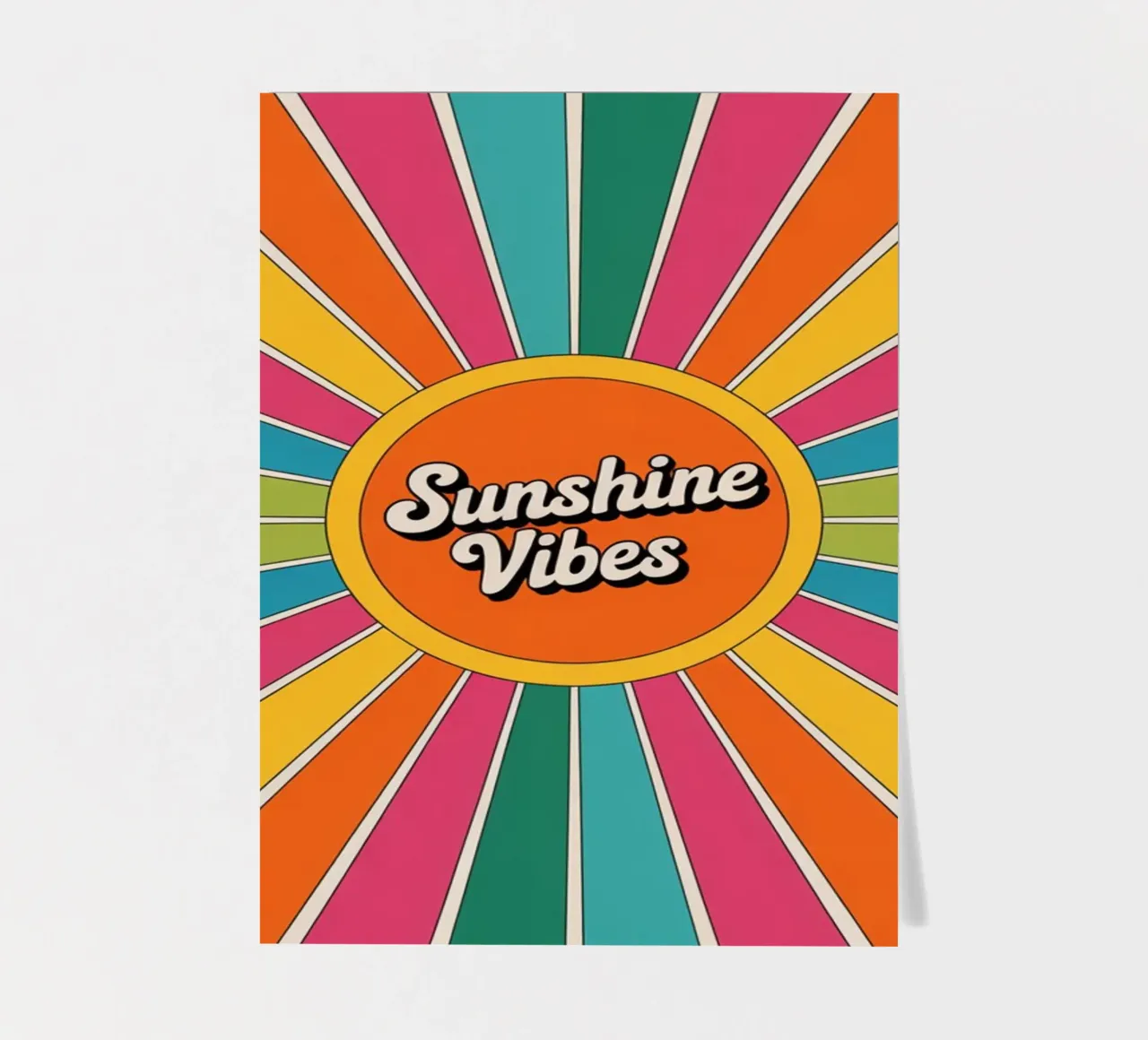 Sunshine Vibes - Bunte Retro Sunburst Wandkunst Stickerbogen von logic