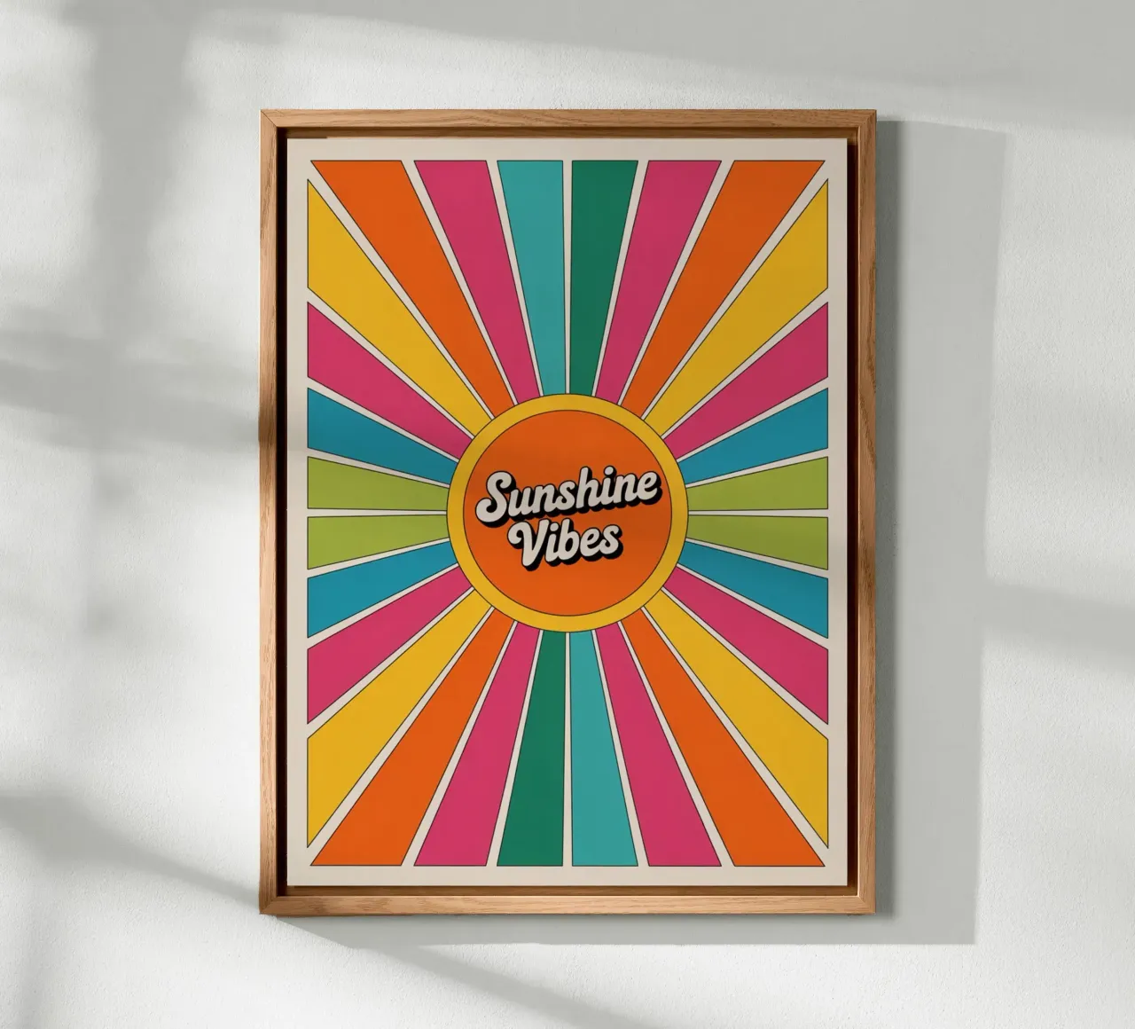 Sunshine Vibes - Arte murale colorata e retrò a raggiera alluminio dibond da logic