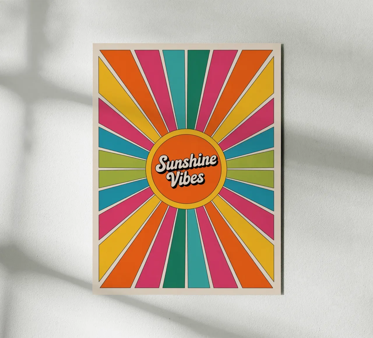 Sunshine Vibes - Arte murale colorata e retrò a raggiera alluminio dibond da logic