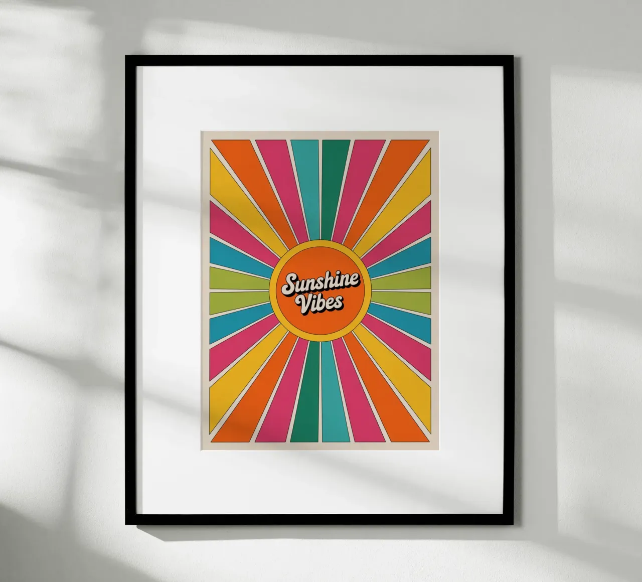 Sunshine Vibes - Arte murale colorata e retrò a raggiera carta hahnemühle da logic