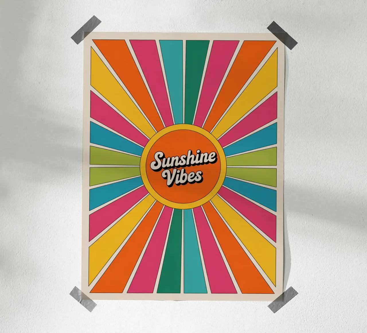 Sunshine Vibes - Arte murale colorata e retrò a raggiera carta hahnemühle da logic