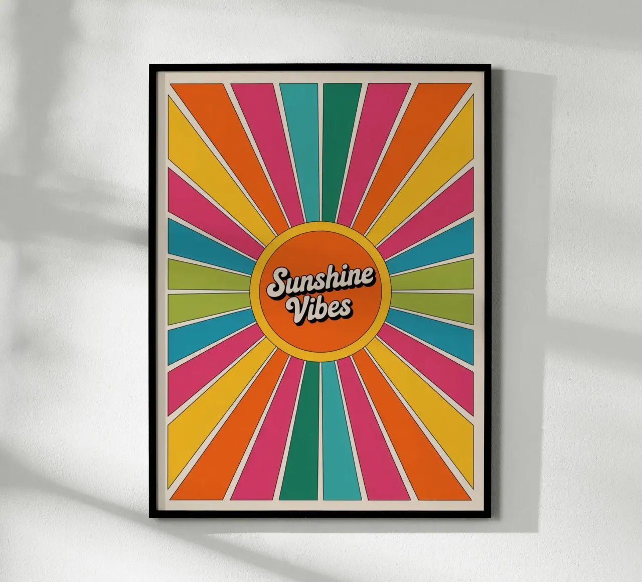 Sunshine Vibes - Arte murale colorata e retrò a raggiera carta hahnemühle da logic