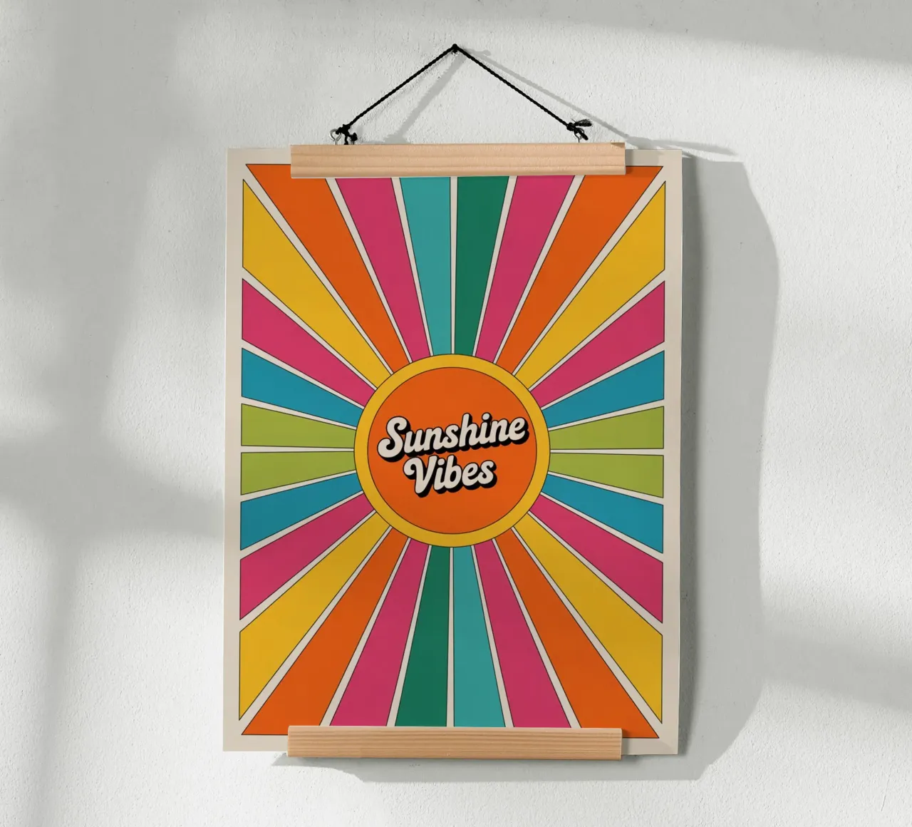Sunshine Vibes - Arte murale colorata e retrò a raggiera carta hahnemühle da logic