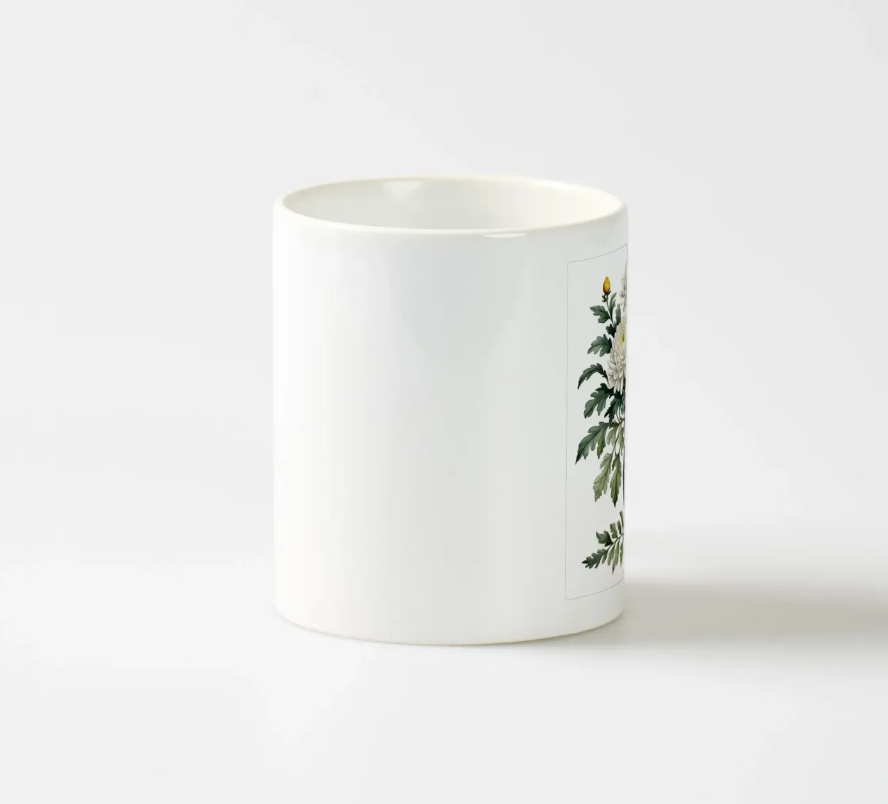 Eleganti crisantemi bianchi in un vaso bianco e blu tazza in ceramica da Artistic-shop