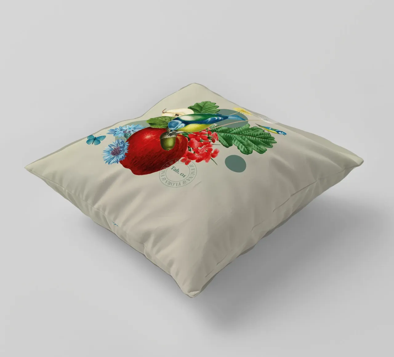 Flora e fauna con tette blu cuscino da avisetflos