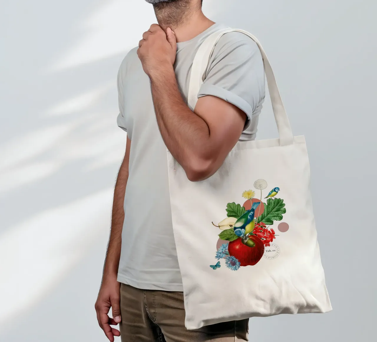 Flora e fauna con tette blu borsa in juta da avisetflos