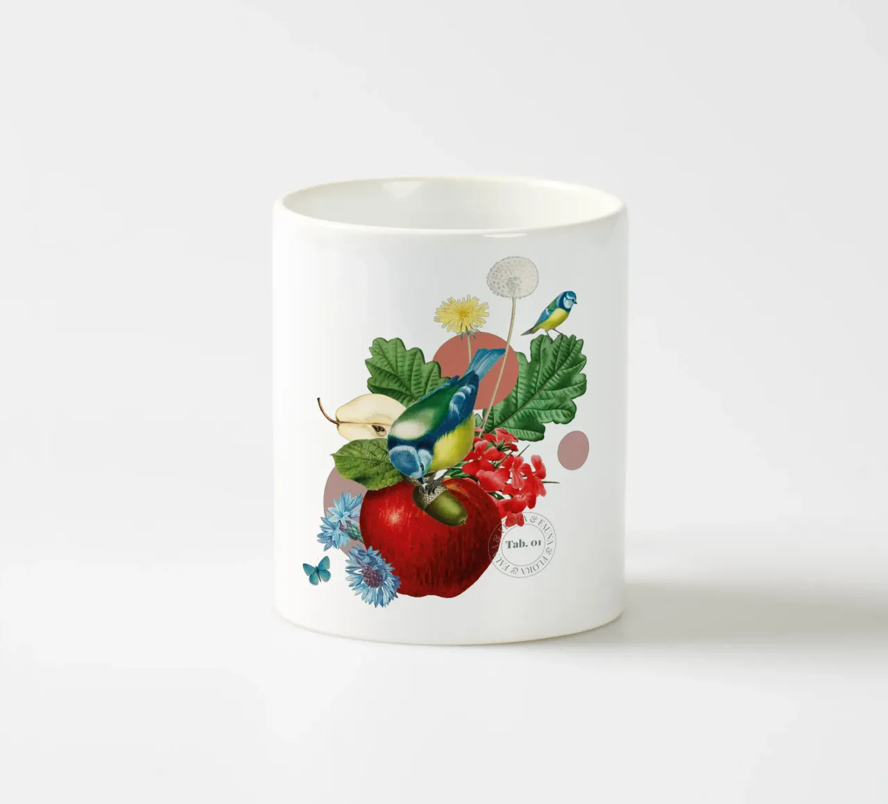 Flora e fauna con tette blu tazza in ceramica da avisetflos