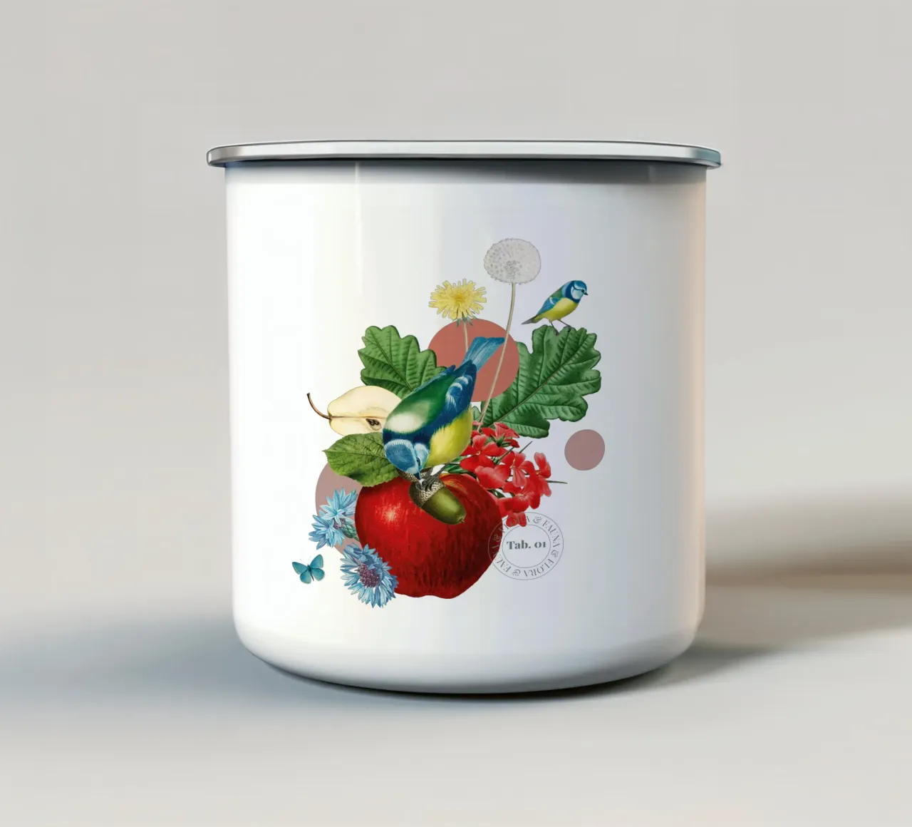 Flora e fauna con tette blu tazza in smalto da avisetflos
