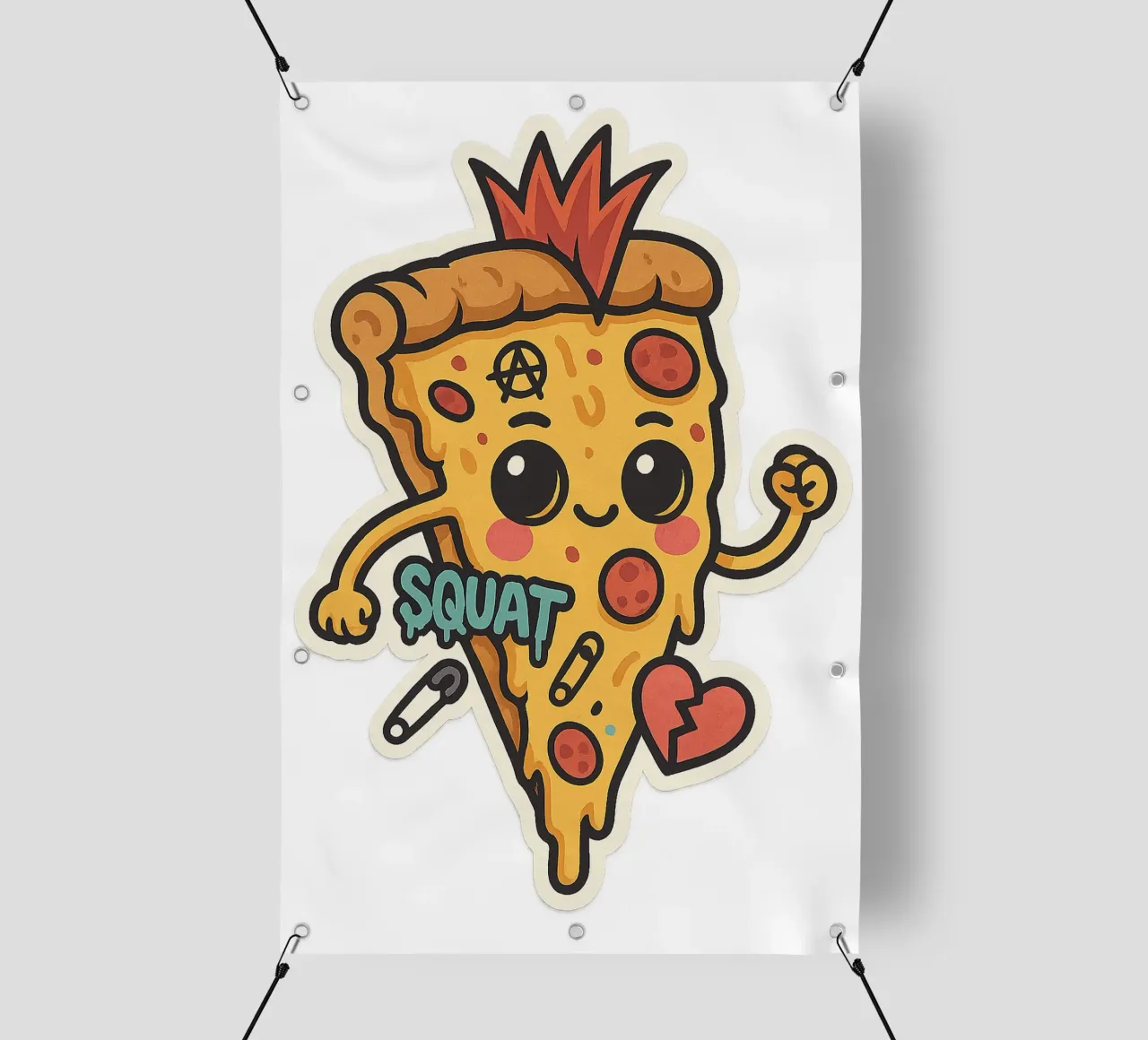 Sticker Pizza Punk Rock Colorée telo in pvc da Punk & Cute - Affiches & Stickers