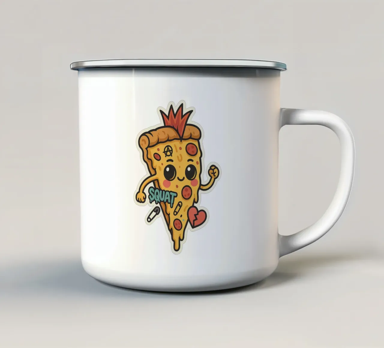 Sticker Pizza Punk Rock Colorée tazza in smalto da Punk & Cute - Affiches & Stickers