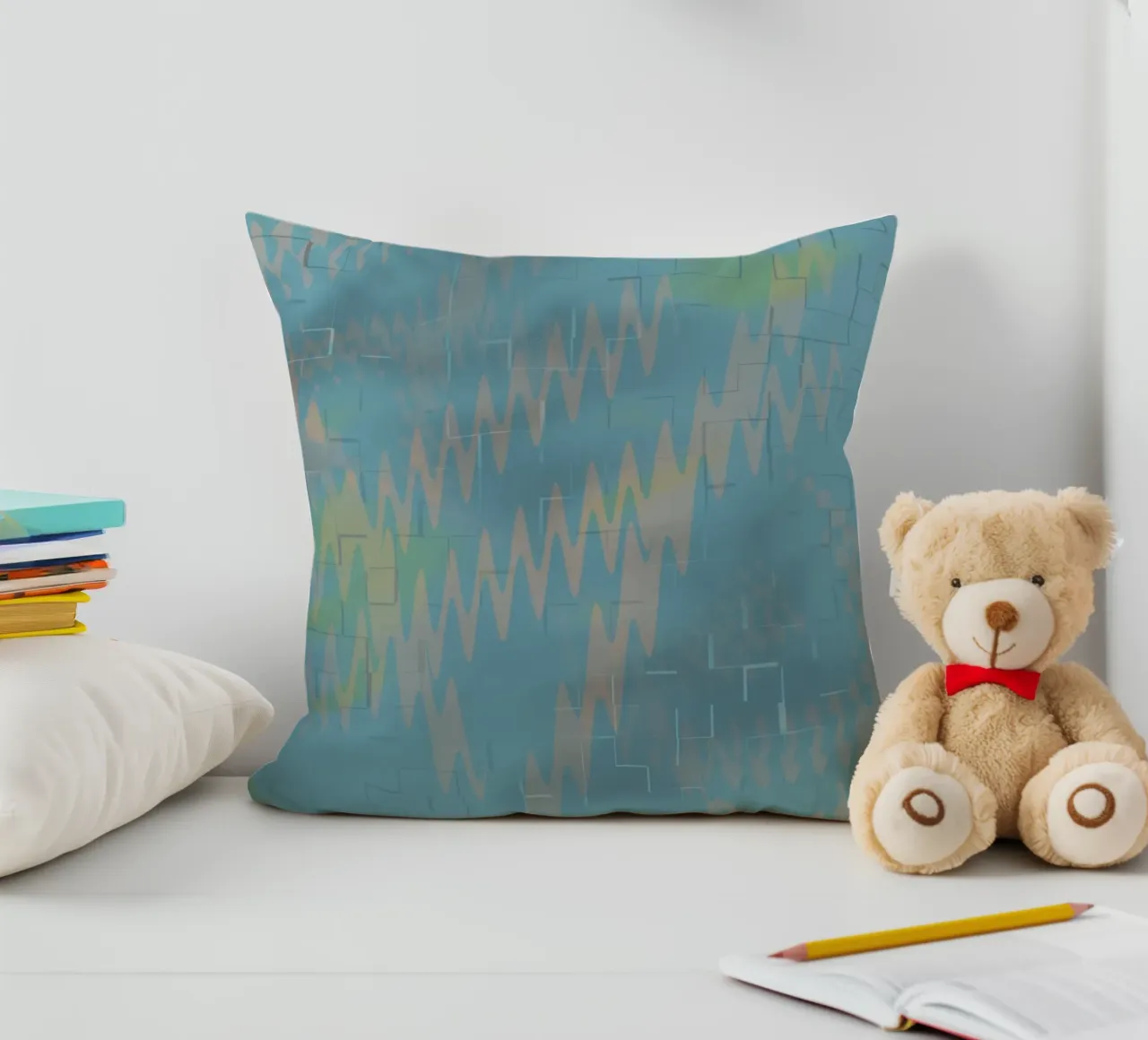Motivo astratto a zig zag colorato cuscino da Something for you