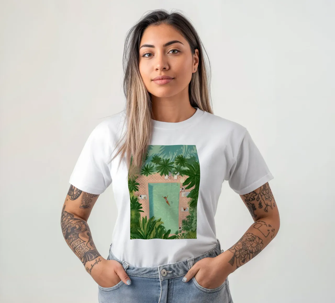 Floating Between Palms and Tiles t-shirt da Clara August