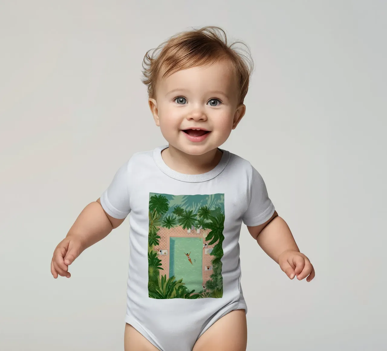 Floating Between Palms and Tiles body neonato maniche corte da Clara August