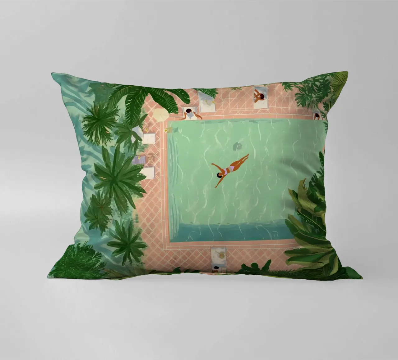 Floating Between Palms and Tiles cuscino da Clara August