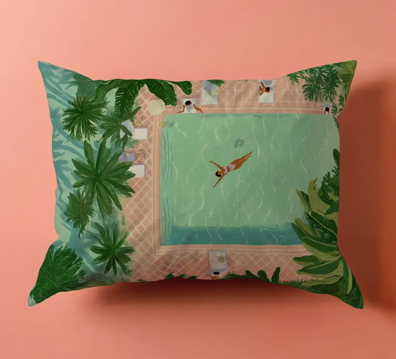 Floating Between Palms and Tiles cuscino da Clara August