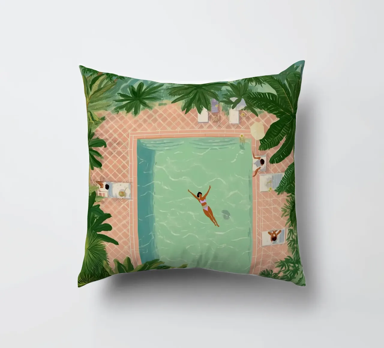 Floating Between Palms and Tiles cuscino da Clara August