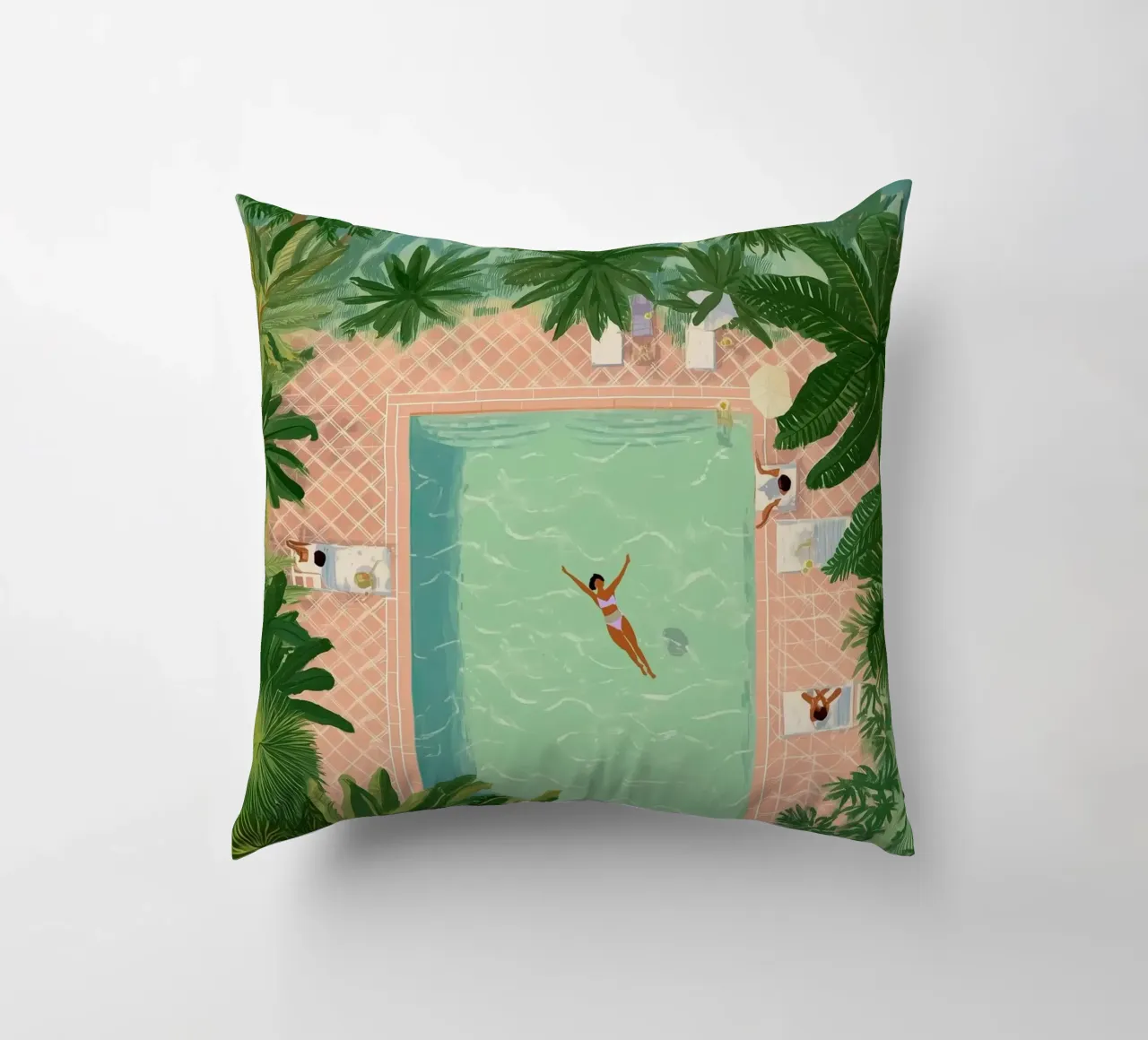 Floating Between Palms and Tiles cuscino da Clara August