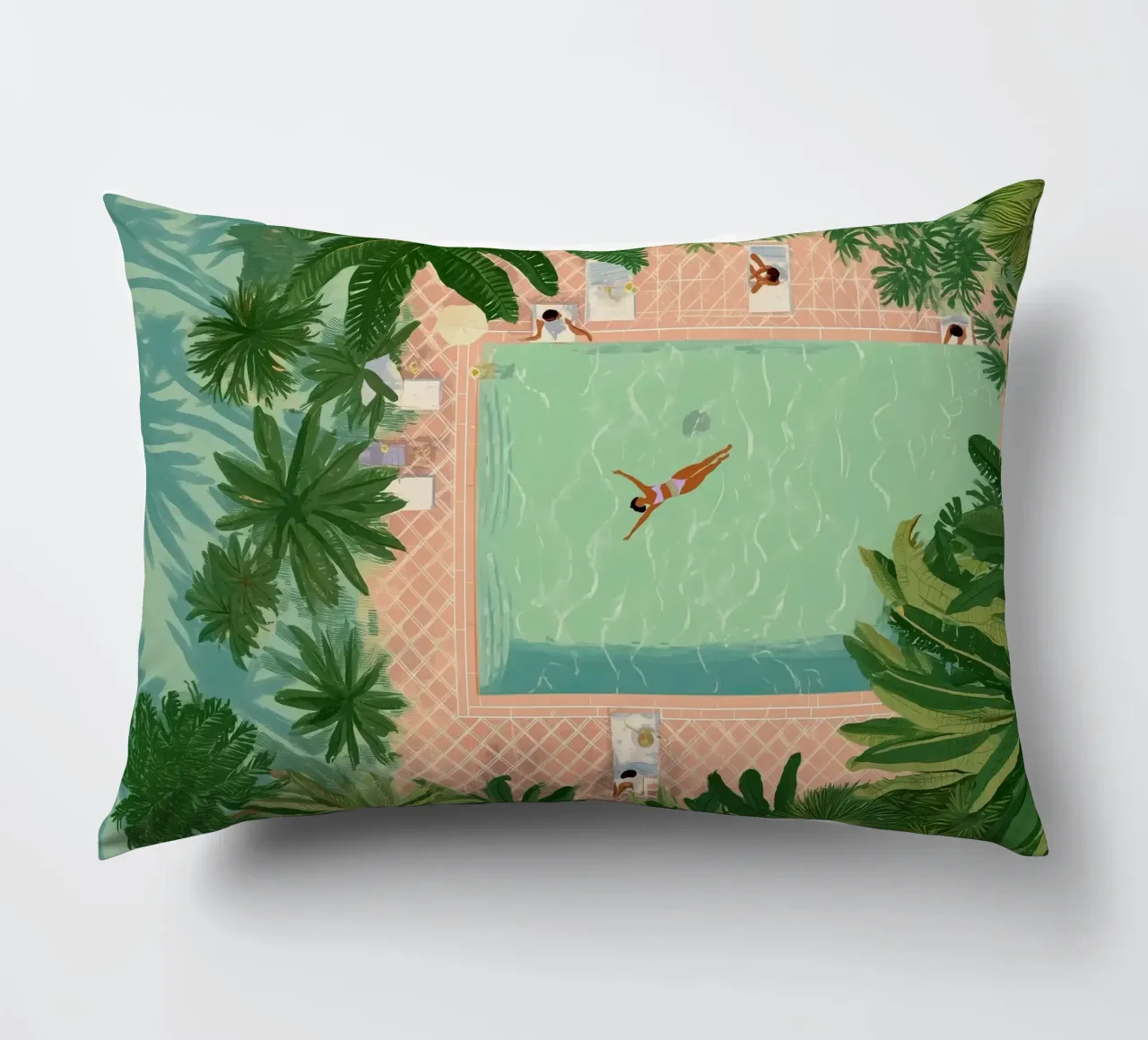 Floating Between Palms and Tiles cuscino da Clara August