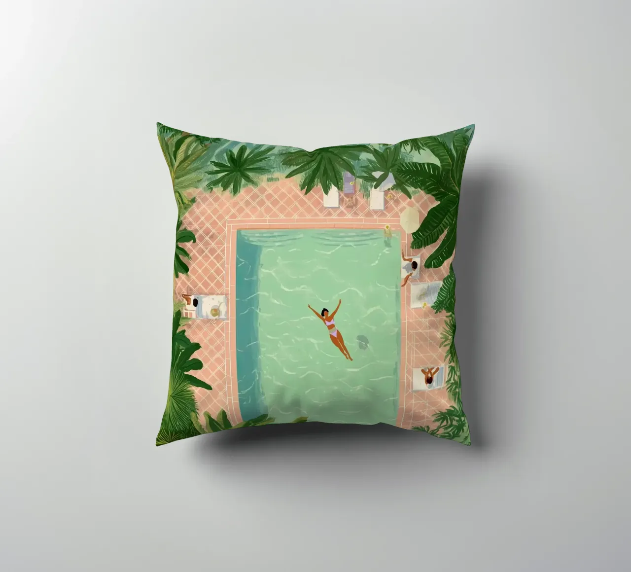Floating Between Palms and Tiles cuscino da Clara August