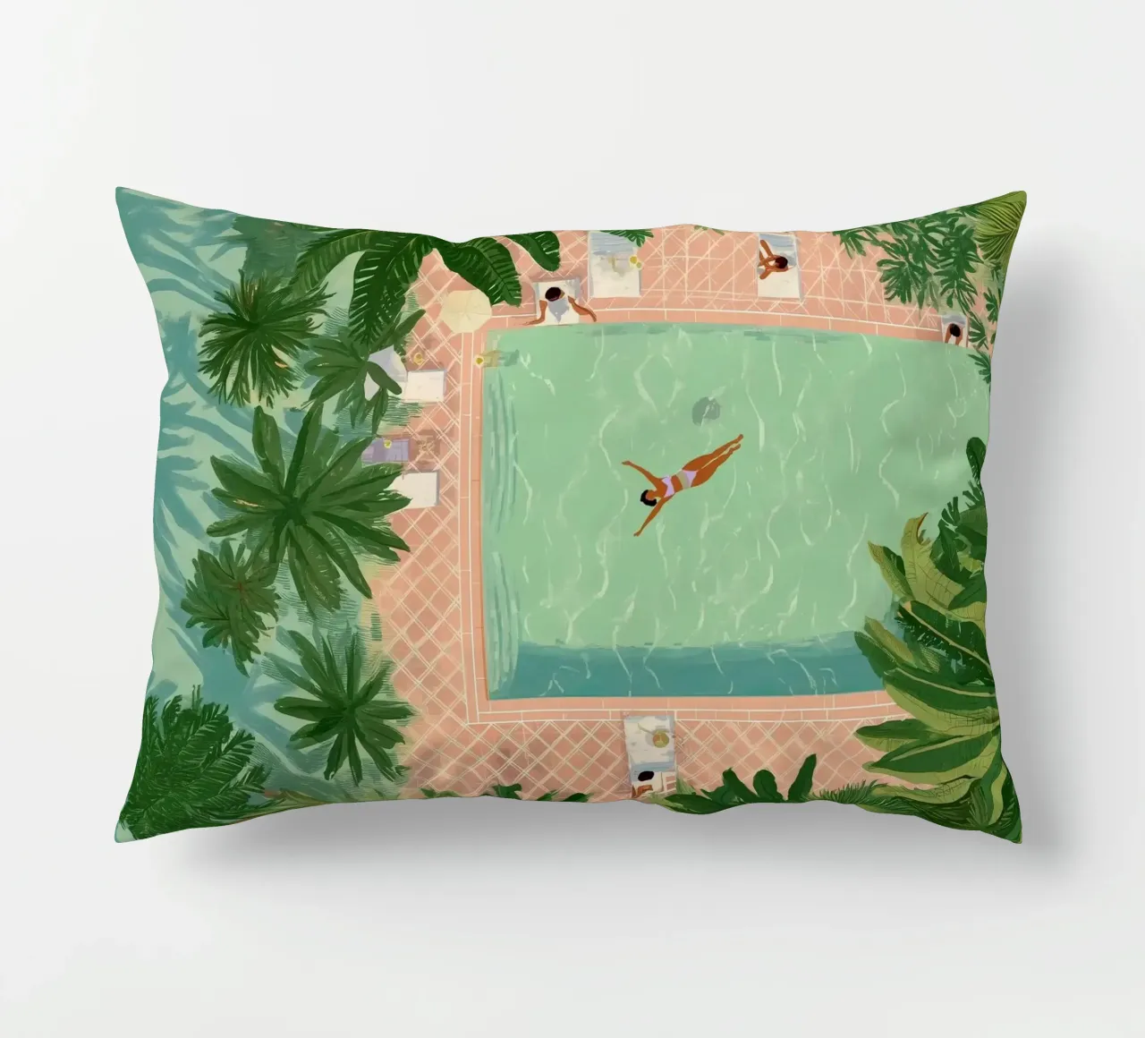 Floating Between Palms and Tiles cuscino da Clara August