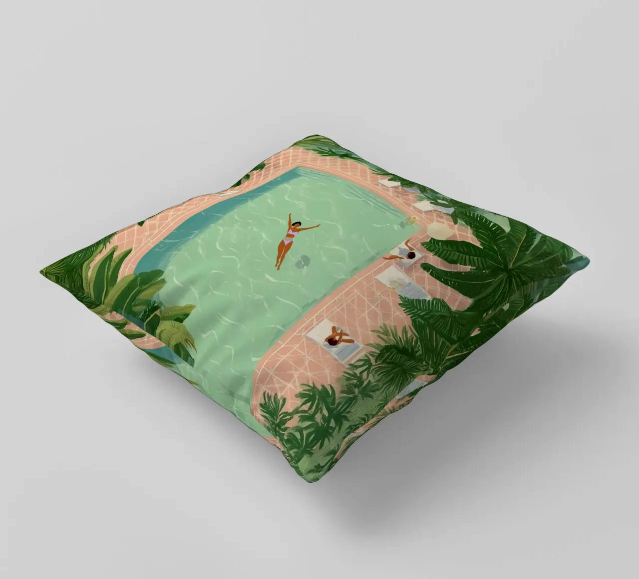 Floating Between Palms and Tiles cuscino da Clara August