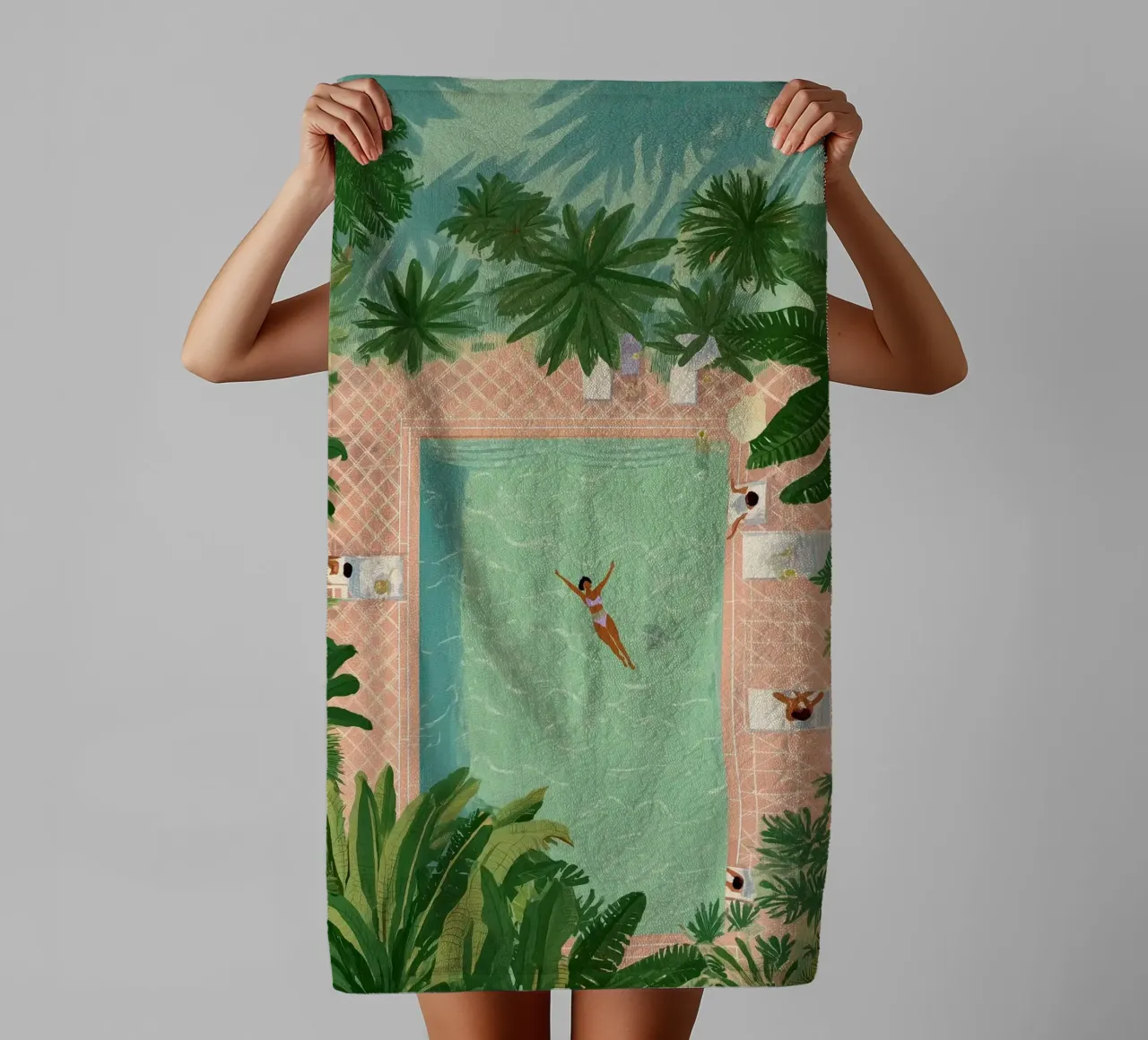 Floating Between Palms and Tiles badhanddoek van Clara August