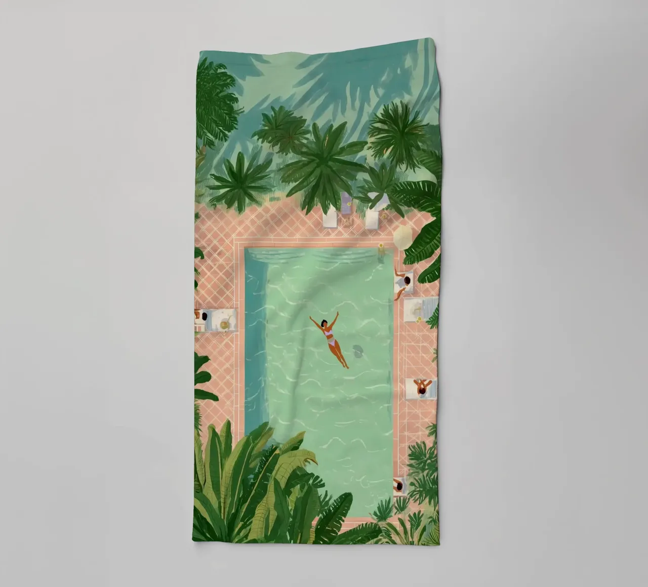 Floating Between Palms and Tiles badhanddoek van Clara August