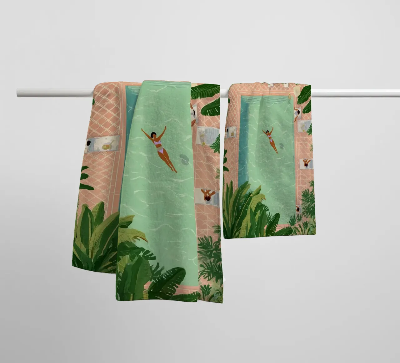 Floating Between Palms and Tiles badhanddoek van Clara August