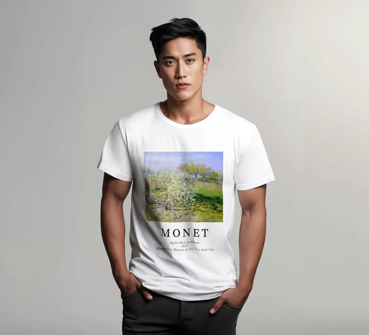 spiring scene with apple trees in bloom t-shirt by SMG Store