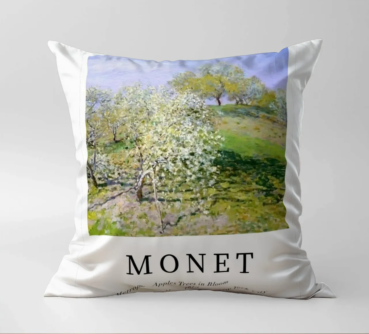spiring scene with apple trees in bloom decorative cushion by SMG Store