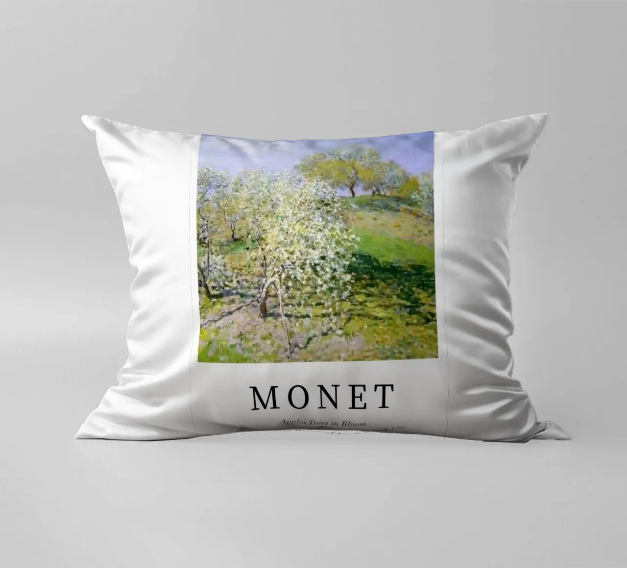spiring scene with apple trees in bloom decorative cushion by SMG Store