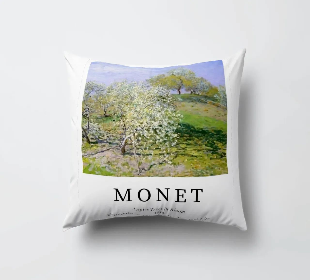 spiring scene with apple trees in bloom decorative cushion by SMG Store